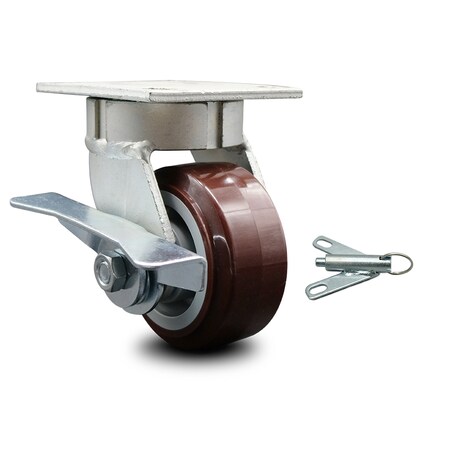 Service Caster 4 Inch Kingpinless Poly on Polyolefin Wheel Swivel Caster with Brake/Swivel Lock SCC-KP30S420-PPUR-SLB-BSL